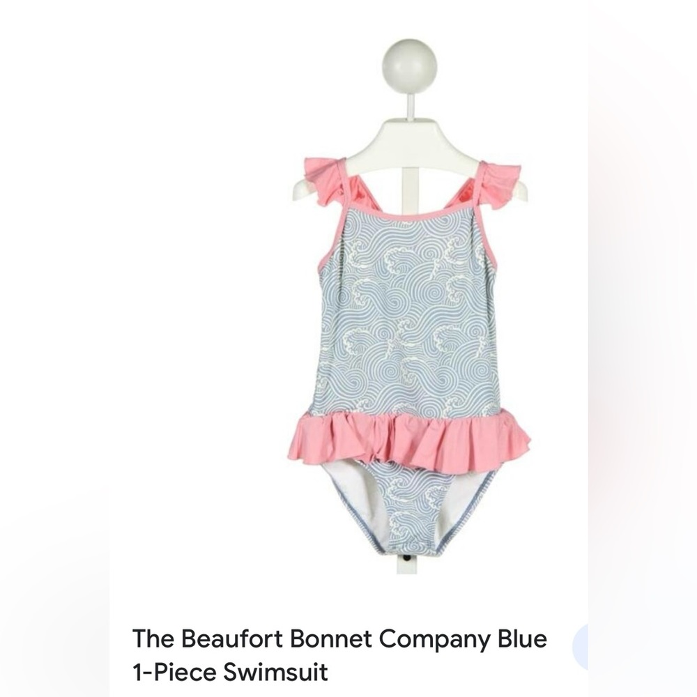 Beaufort Bonnett Company Swimsuit One Piece blue and pink size 6-12 months NWT